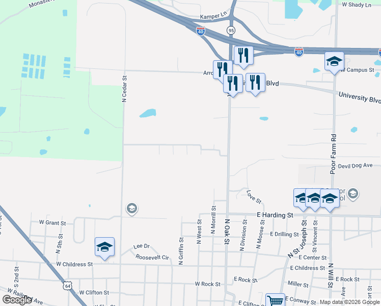 map of restaurants, bars, coffee shops, grocery stores, and more near 309 Michael Circle in Morrilton