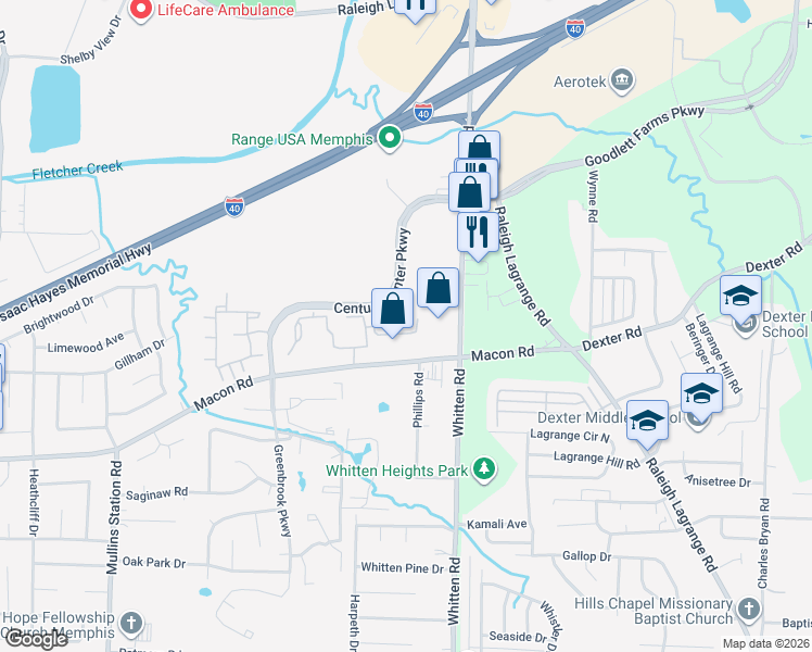 map of restaurants, bars, coffee shops, grocery stores, and more near 1534 Arbor View Court in Memphis