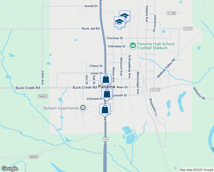 map of restaurants, bars, coffee shops, grocery stores, and more near 100 North Kentucky Avenue in Panama