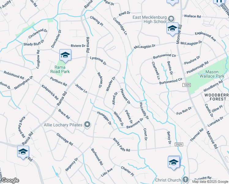 map of restaurants, bars, coffee shops, grocery stores, and more near 1333 Alfred Street in Charlotte