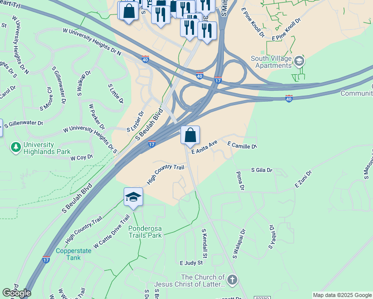 map of restaurants, bars, coffee shops, grocery stores, and more near in Flagstaff