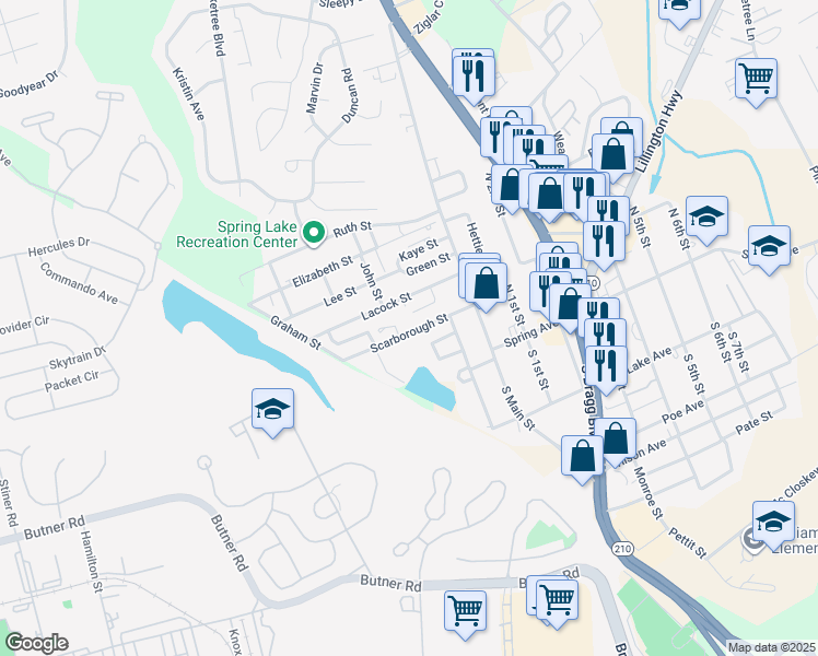 map of restaurants, bars, coffee shops, grocery stores, and more near 114 Scarborough Street in Spring Lake
