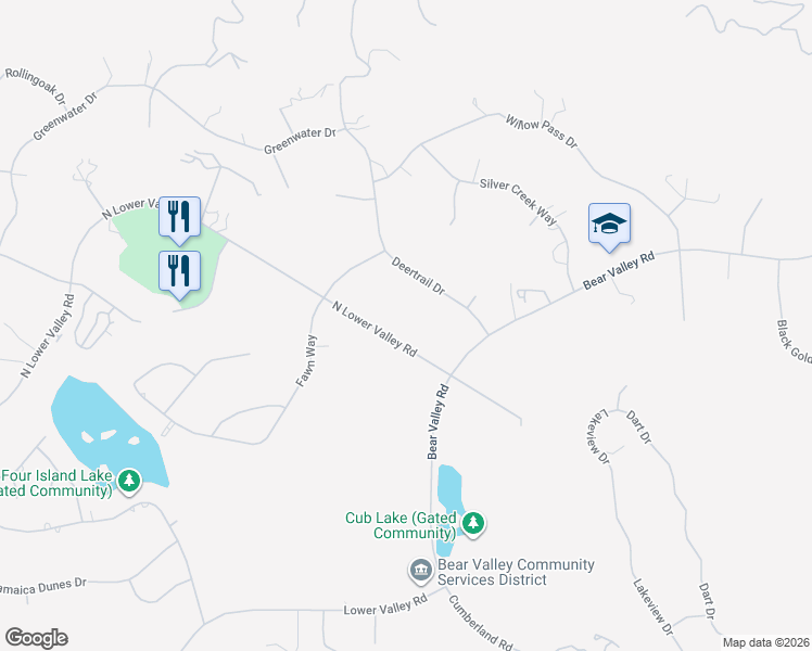 map of restaurants, bars, coffee shops, grocery stores, and more near 29021 North Lower Valley Road in Bear Valley Springs