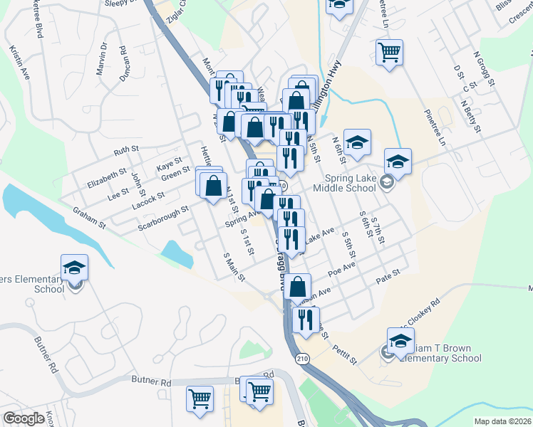 map of restaurants, bars, coffee shops, grocery stores, and more near 200 Spring Avenue in Spring Lake