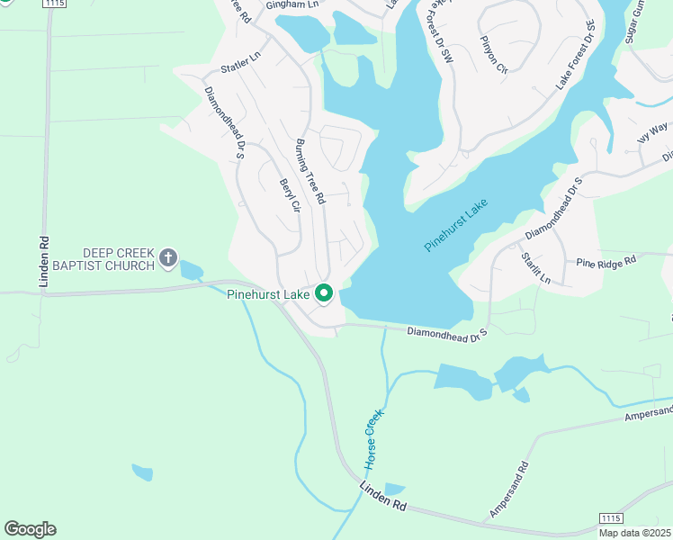 map of restaurants, bars, coffee shops, grocery stores, and more near 1390 Burning Tree Road in Pinehurst