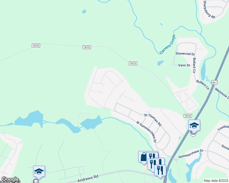 map of restaurants, bars, coffee shops, grocery stores, and more near 6532 Carswell Drive in Fayetteville