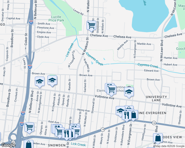 map of restaurants, bars, coffee shops, grocery stores, and more near 1049 Stonewall Street in Memphis