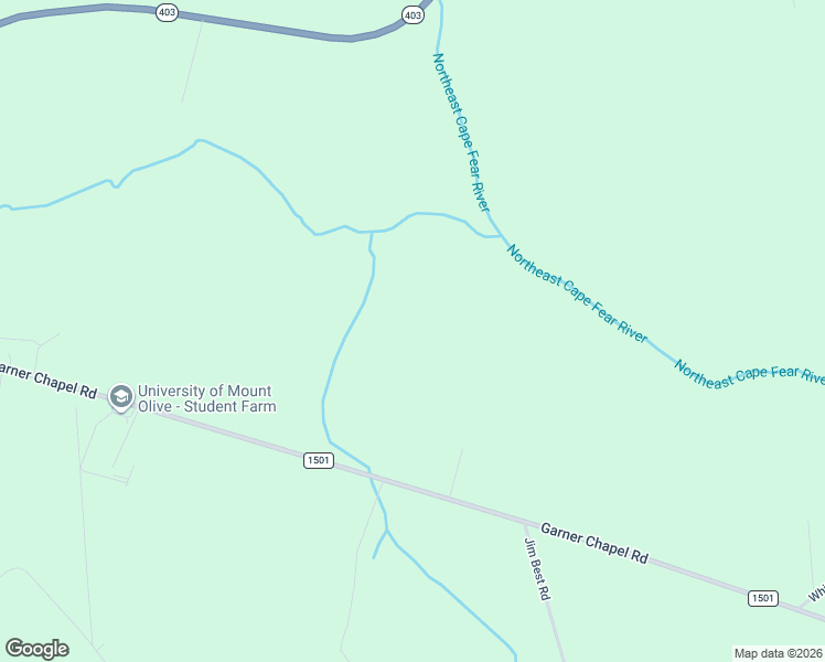 map of restaurants, bars, coffee shops, grocery stores, and more near 625 Garner Chapel Road in Mount Olive