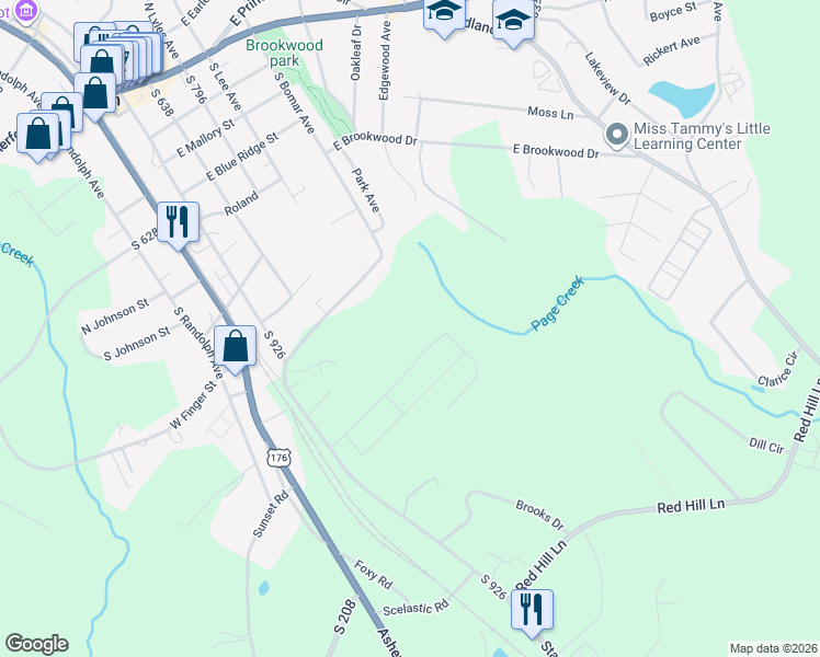 map of restaurants, bars, coffee shops, grocery stores, and more near 825 Beagle Run Road in Landrum
