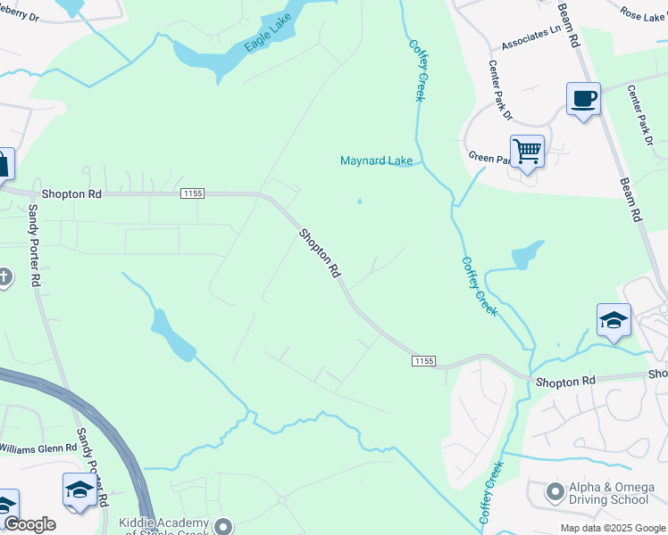map of restaurants, bars, coffee shops, grocery stores, and more near Shopton Road in Charlotte