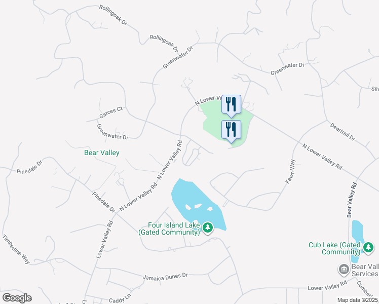 map of restaurants, bars, coffee shops, grocery stores, and more near 2 Village Lane in Tehachapi
