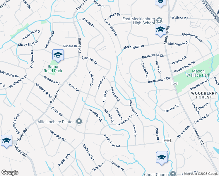map of restaurants, bars, coffee shops, grocery stores, and more near 1333 Alfred Street in Charlotte