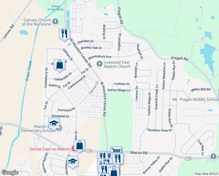 map of restaurants, bars, coffee shops, grocery stores, and more near 10068 Sutton Ridge Lane in Shelby County