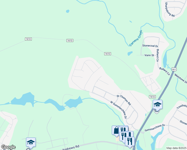map of restaurants, bars, coffee shops, grocery stores, and more near 6536 Carswell Drive in Fayetteville