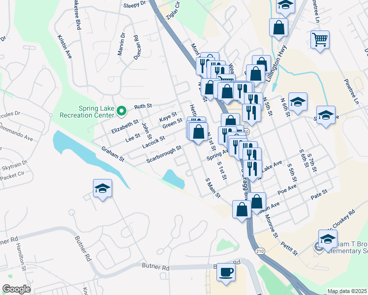 map of restaurants, bars, coffee shops, grocery stores, and more near 103 Scarborough Street in Spring Lake