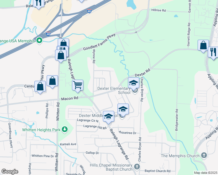 map of restaurants, bars, coffee shops, grocery stores, and more near 1553 Belle Trees Drive in Shelby County