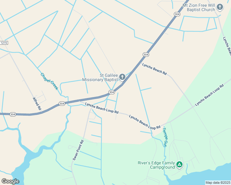map of restaurants, bars, coffee shops, grocery stores, and more near North Carolina 304 in Bayboro
