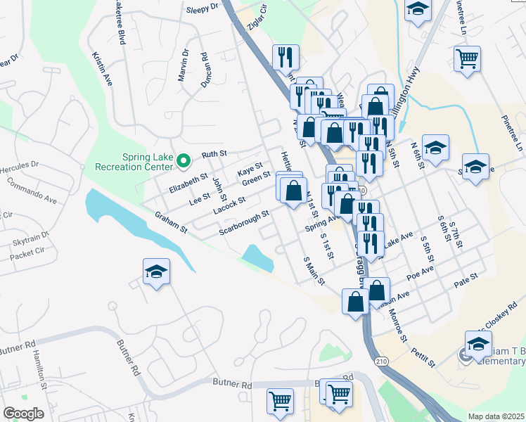 map of restaurants, bars, coffee shops, grocery stores, and more near 106 Scarborough Street in Spring Lake