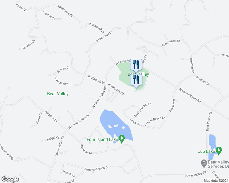 map of restaurants, bars, coffee shops, grocery stores, and more near 34 Village Lane in Tehachapi