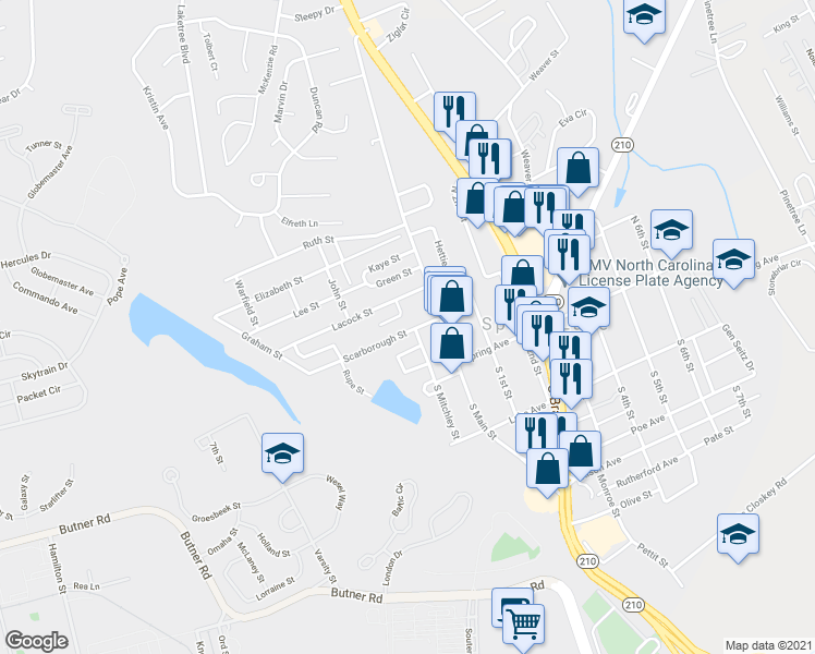 map of restaurants, bars, coffee shops, grocery stores, and more near 106 Scarborough Street in Spring Lake