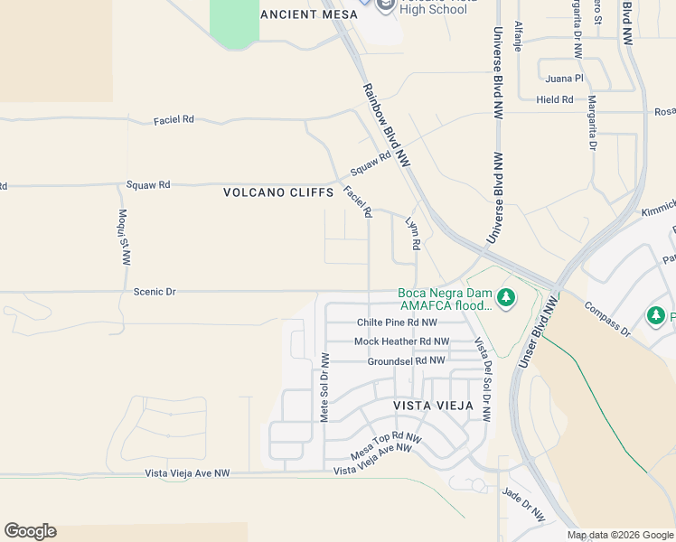 map of restaurants, bars, coffee shops, grocery stores, and more near 8635 Bouvardia Avenue Northwest in Albuquerque