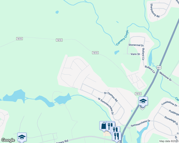 map of restaurants, bars, coffee shops, grocery stores, and more near 6545 Draycott Road in Fayetteville