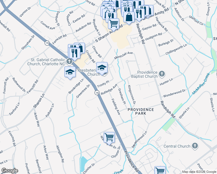 map of restaurants, bars, coffee shops, grocery stores, and more near 1427 Rutledge Avenue in Charlotte