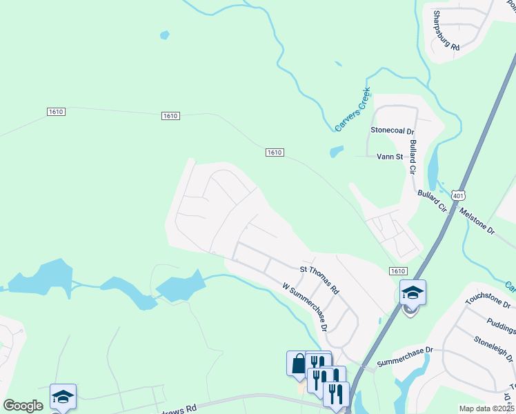 map of restaurants, bars, coffee shops, grocery stores, and more near 6545 Draycott Road in Fayetteville