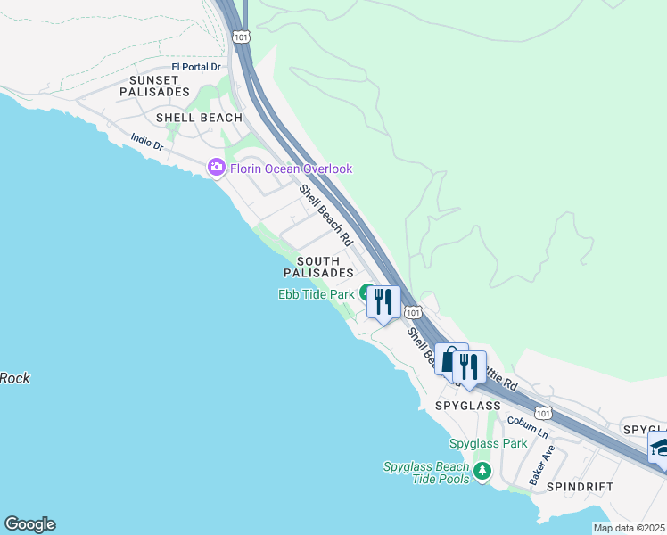 map of restaurants, bars, coffee shops, grocery stores, and more near 129 North Silver Shoals Drive in Pismo Beach