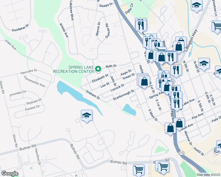 map of restaurants, bars, coffee shops, grocery stores, and more near 208 Lacock Street in Spring Lake