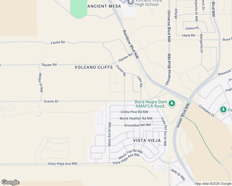map of restaurants, bars, coffee shops, grocery stores, and more near 8635 Bouvardia Avenue Northwest in Albuquerque