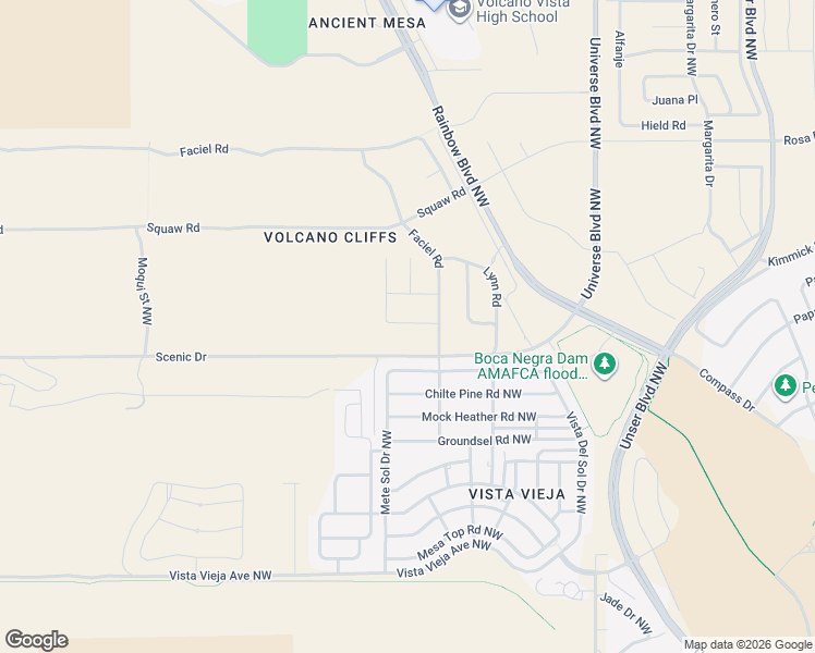 map of restaurants, bars, coffee shops, grocery stores, and more near 8635 Bouvardia Avenue Northwest in Albuquerque