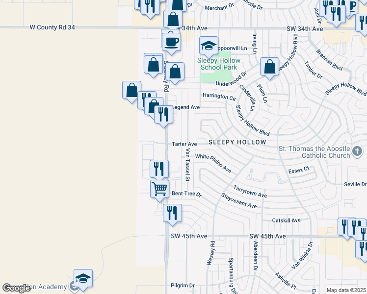 map of restaurants, bars, coffee shops, grocery stores, and more near 3700 Van Tassel Street in Amarillo