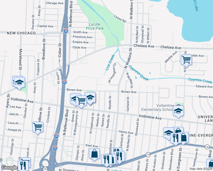 map of restaurants, bars, coffee shops, grocery stores, and more near 1350 Brown Avenue in Memphis