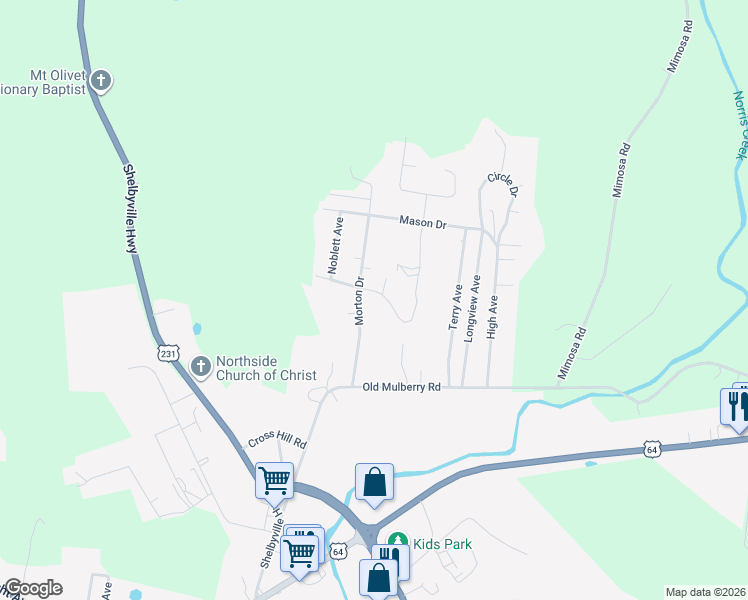 map of restaurants, bars, coffee shops, grocery stores, and more near 117 Morton Drive in Fayetteville