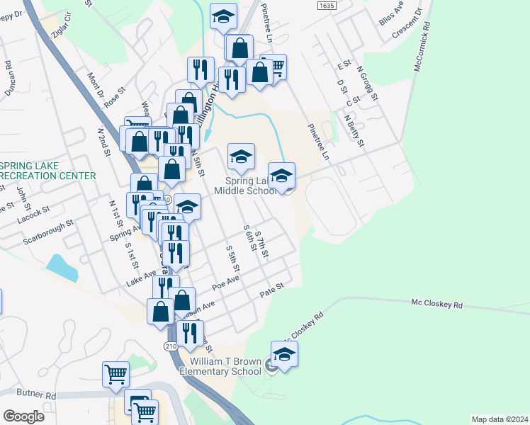 map of restaurants, bars, coffee shops, grocery stores, and more near 704 Lake Avenue in Spring Lake