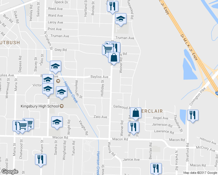 map of restaurants, bars, coffee shops, grocery stores, and more near 1341 Wells Station Road in Memphis