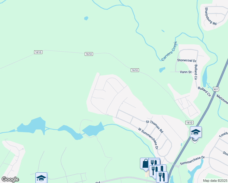 map of restaurants, bars, coffee shops, grocery stores, and more near 407 Longthorpe Road in Fayetteville