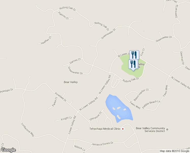 map of restaurants, bars, coffee shops, grocery stores, and more near 29960 Greenwater Drive in Tehachapi