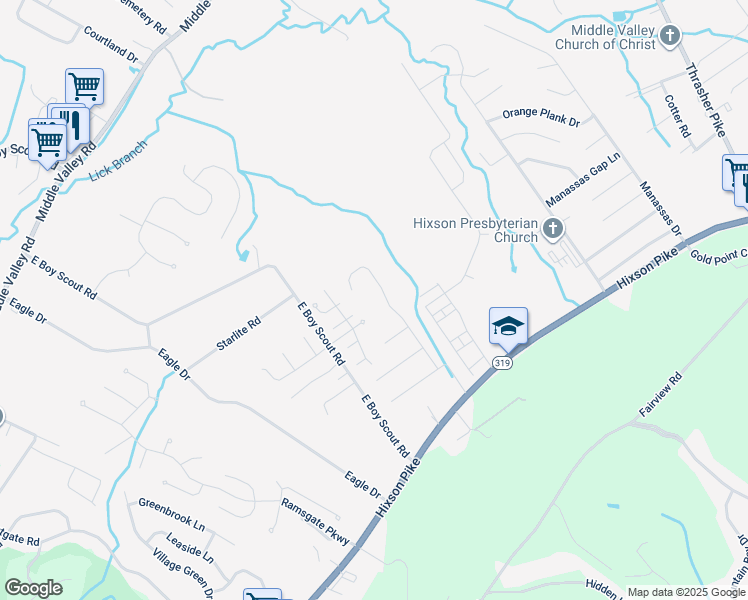 map of restaurants, bars, coffee shops, grocery stores, and more near 1630 Gunston Hall Road in Middle Valley
