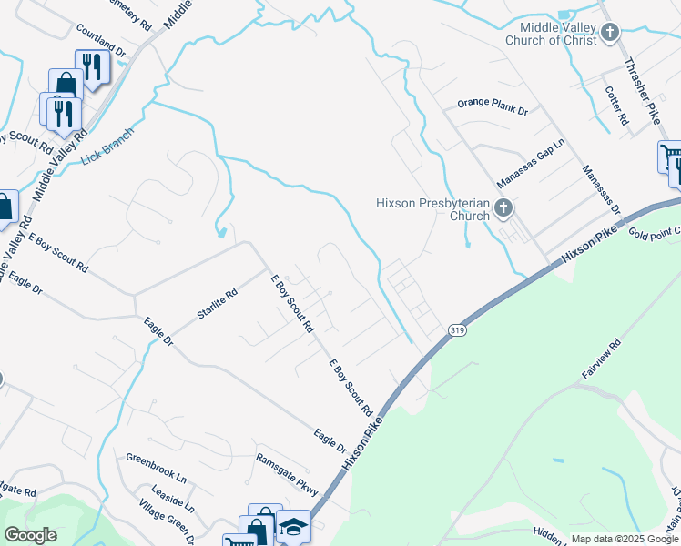 map of restaurants, bars, coffee shops, grocery stores, and more near 1630 Gunston Hall Road in Middle Valley