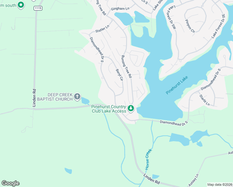 map of restaurants, bars, coffee shops, grocery stores, and more near 265 Diamondhead Drive South in Pinehurst