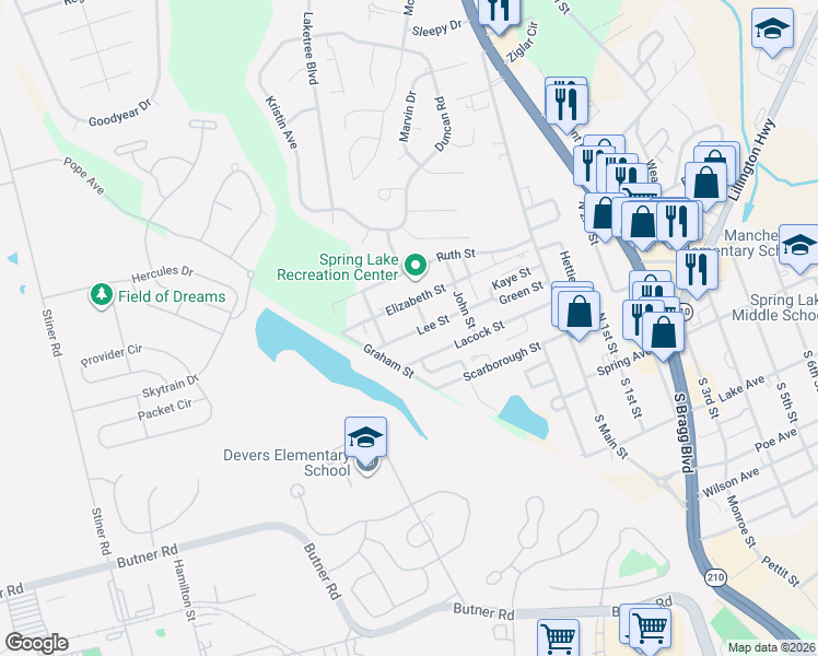 map of restaurants, bars, coffee shops, grocery stores, and more near 209 Elizabeth Street in Spring Lake