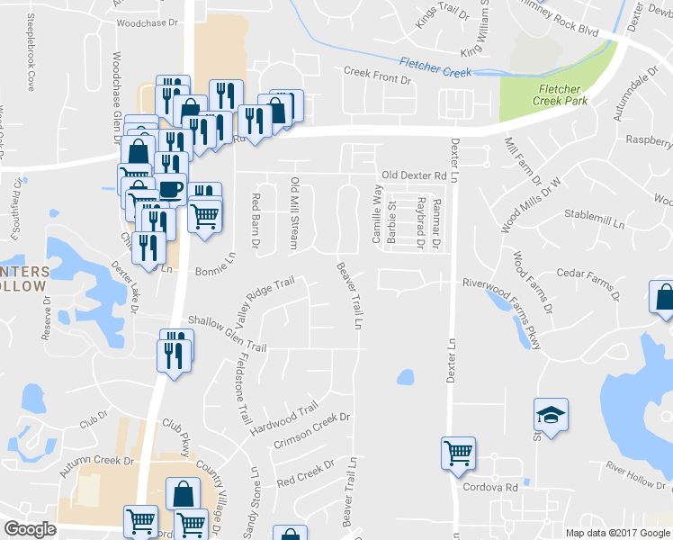 map of restaurants, bars, coffee shops, grocery stores, and more near 8320 Twin Rivers Drive in Memphis