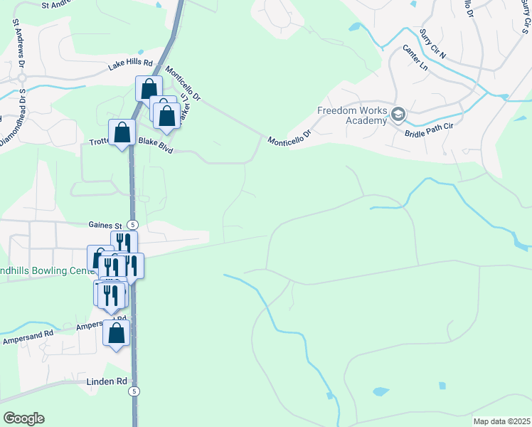 map of restaurants, bars, coffee shops, grocery stores, and more near 110 Cherry Hill Drive in Pinehurst