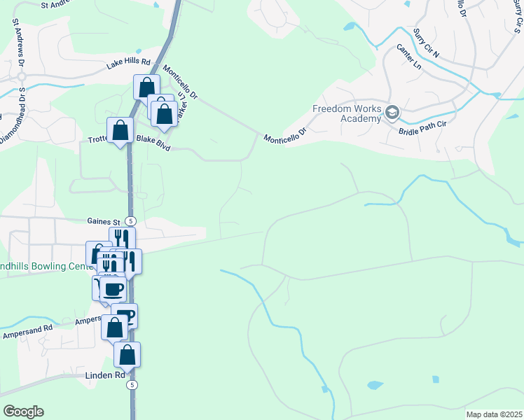 map of restaurants, bars, coffee shops, grocery stores, and more near 110 Cherry Hill Drive in Pinehurst