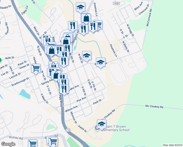 map of restaurants, bars, coffee shops, grocery stores, and more near 112 Calvin Street in Spring Lake
