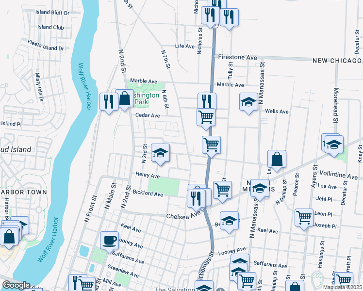 map of restaurants, bars, coffee shops, grocery stores, and more near 265 Faithful Alley in Memphis