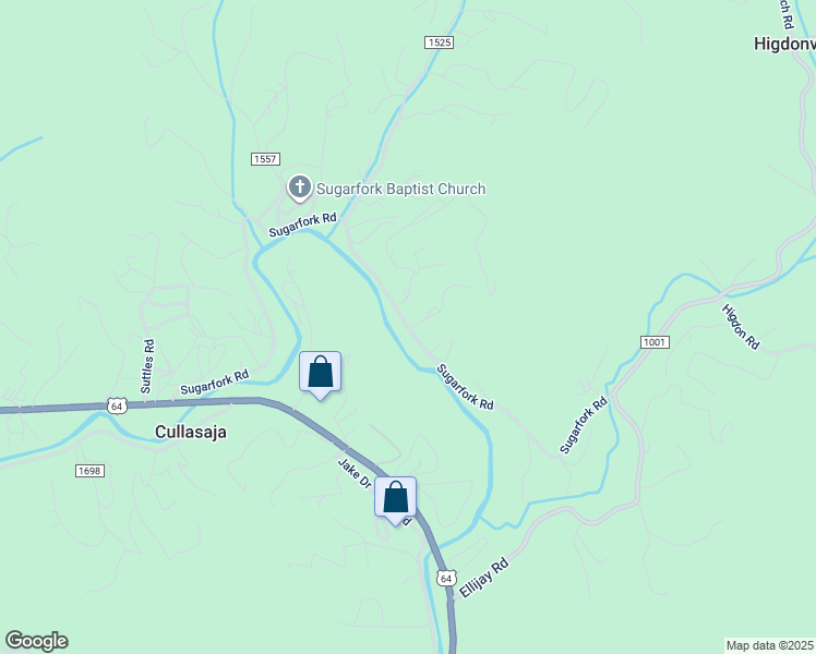 map of restaurants, bars, coffee shops, grocery stores, and more near Sugarfork Road in Macon County