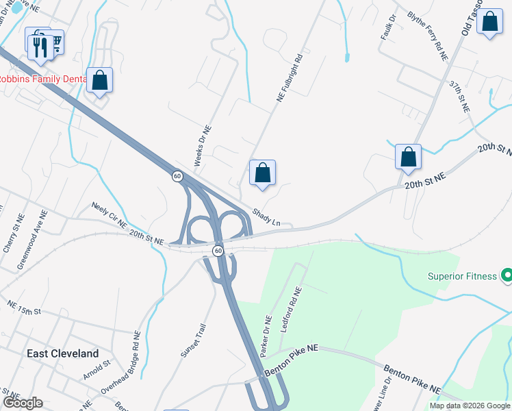 map of restaurants, bars, coffee shops, grocery stores, and more near 3005 Overlook Drive Northeast in Cleveland